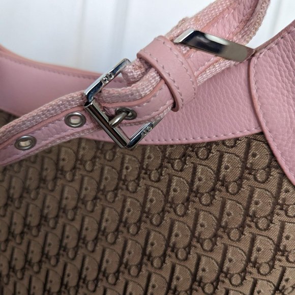 Vintage Dior Diorissimo Handbag with canvas beige and pink leather - Picture 8 of 16